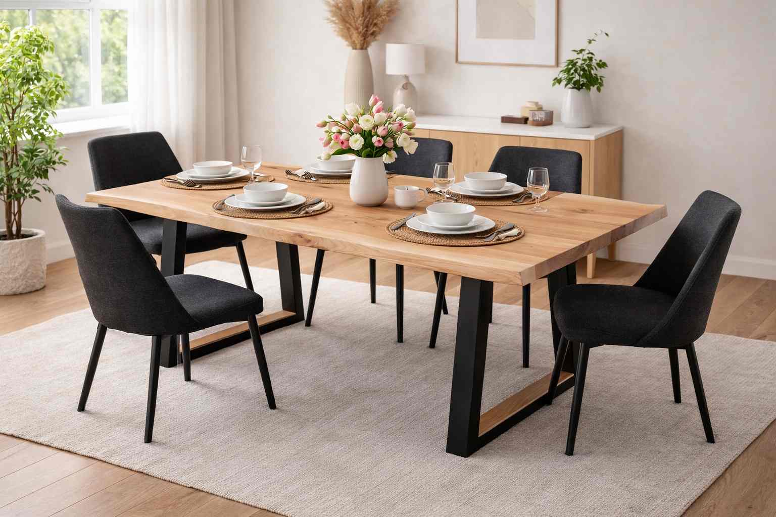 Jídelní stůl s kovovými nohy